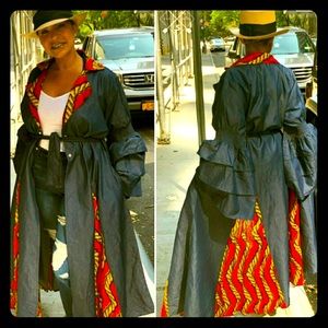 French sleeved denim coats with selected print